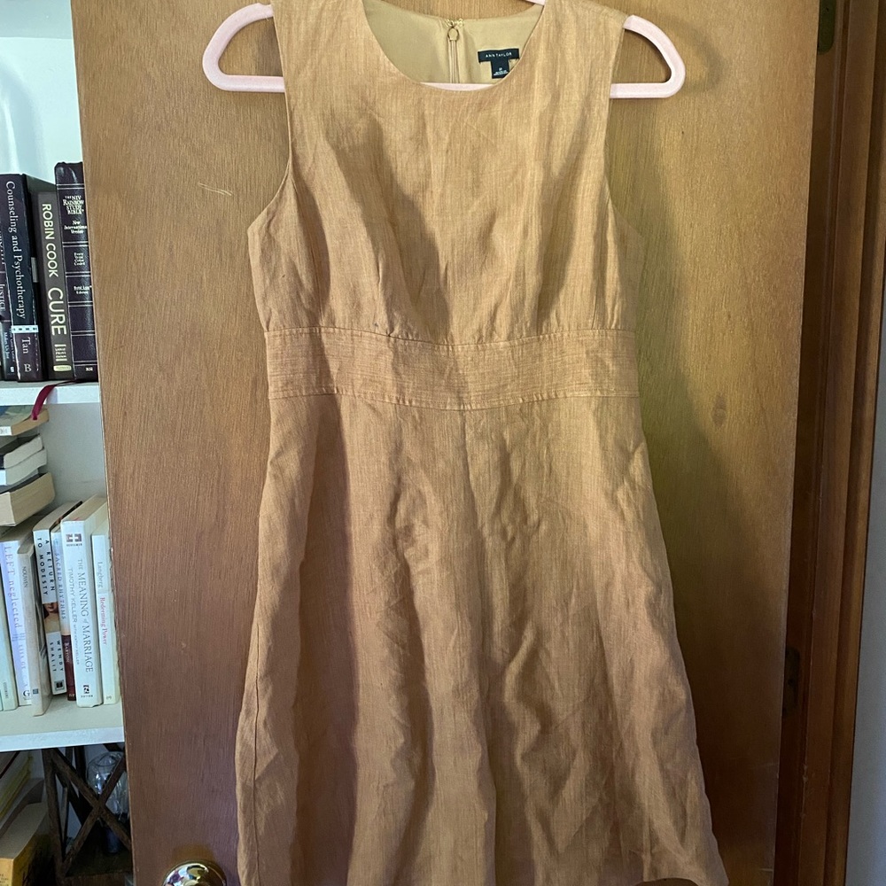 Ann Taylor tan linen dress, size 2